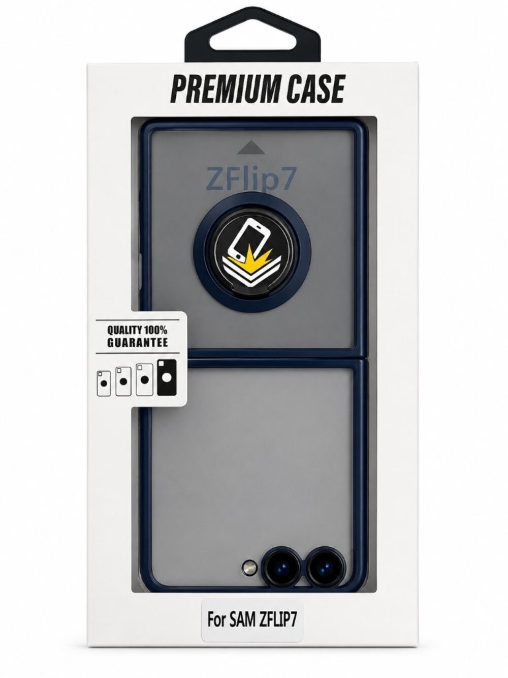 Samsung Galaxy Z Flip 7 Case Clear Blue Ring Stand Protective Cover New